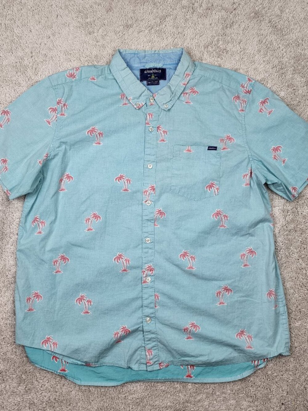 Chubbies The Garden State Resort Palm Tree Floral  Shirt Blue Size 2XL XXL USA
